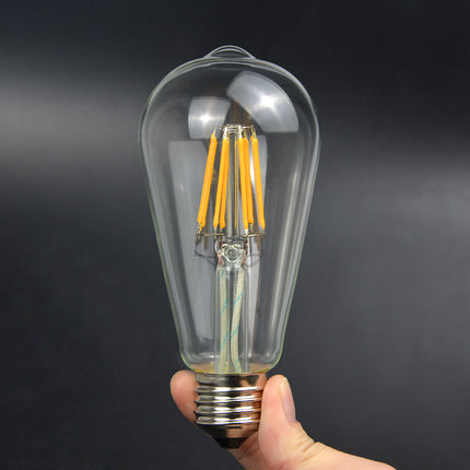Leuchtmittel mit 8 LEDs Filament ST64, E27, 8W, Glas, Warm Licht, für Außen