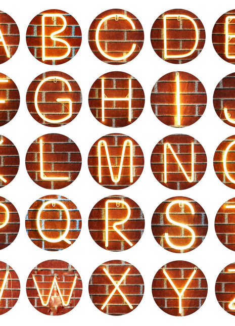 Beleuchtete Buchstaben Alphabet LED Neon, Kunststoff, mit Batterien und USB