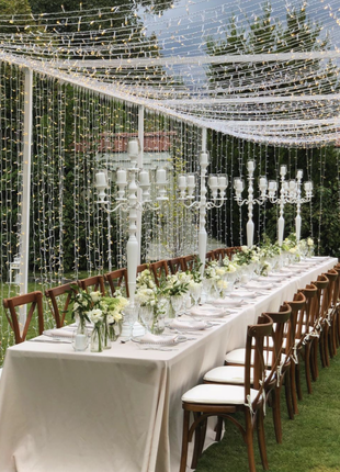 Lichtervorhang 3M × 5M mit 1500 Premium-LEDs, Weißes Kabel, Warm Licht, Verbindbar 18M, für Außen