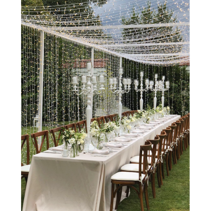Lichtervorhang 3M × 5M mit 1500 Premium-LEDs, Weißes Kabel, Warm Licht, Verbindbar 18M, für Außen