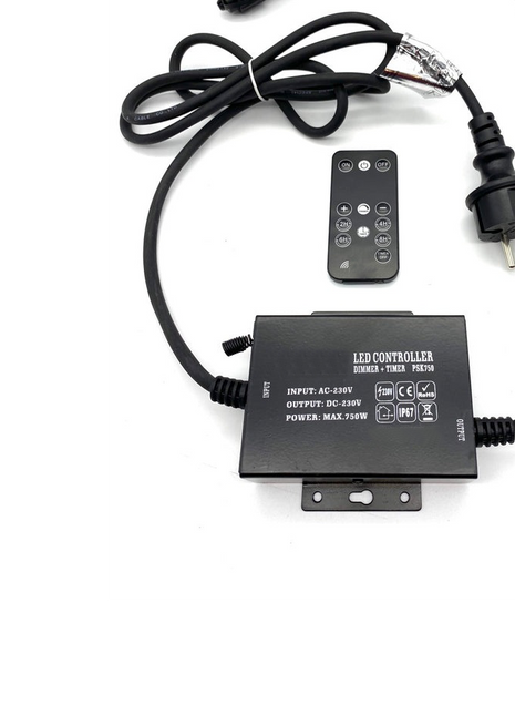 Dimmer 230 V mit zwei Funktionen, 2 m Kabel, Controller IP67