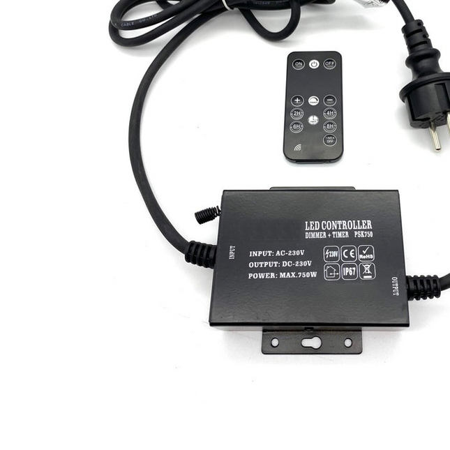 Dimmer 230 V mit zwei Funktionen, 2 m Kabel, Controller IP67