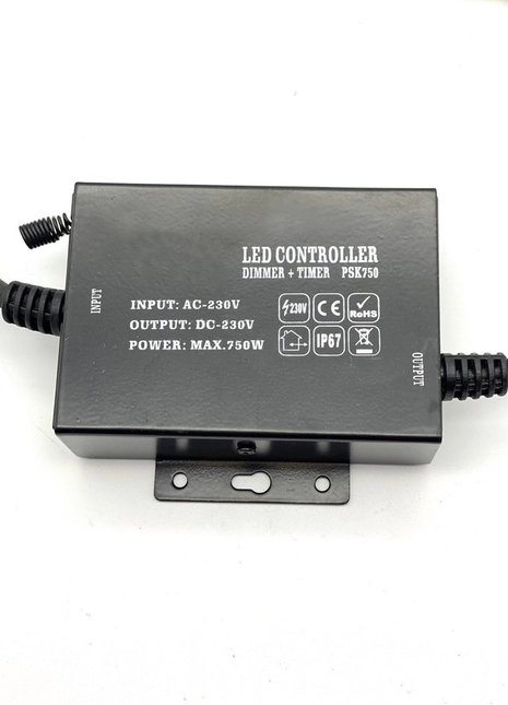 Dimmer 230 V mit zwei Funktionen, 2 m Kabel, Controller IP67