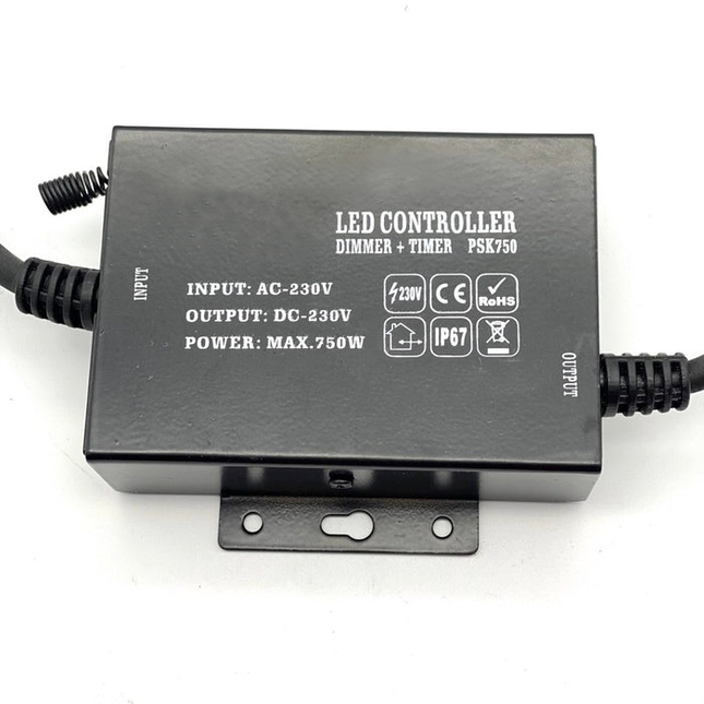 Dimmer 230 V mit zwei Funktionen, 2 m Kabel, Controller IP67