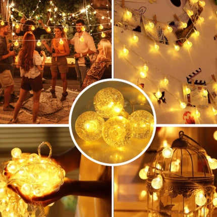 Lichterkette 10M mit 80 LED-Kugeln, 8 Modi und Fernbedienung, Warm Licht, Batteriebetrieb für Außen