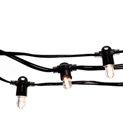 Lichterkette 5M mit 20 LED-Birnen E14, Schwarzes Kabel, Warm Licht, Verbindbar 50M, für Außen