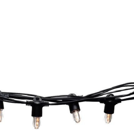Lichterkette 5M mit 20 LED-Birnen E14, Schwarzes Kabel, Warm Licht, Verbindbar 50M, für Außen