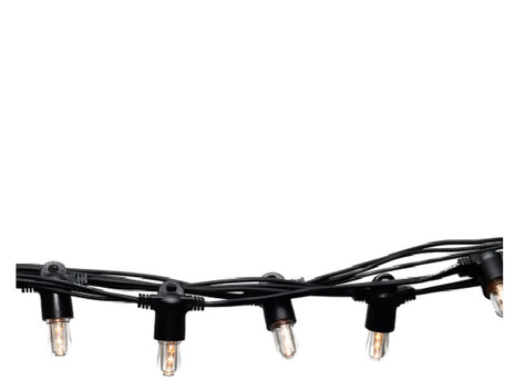 Lichterkette 5M mit 20 LED-Birnen E14, Schwarzes Kabel, Warm Licht, Verbindbar 50M, für Außen