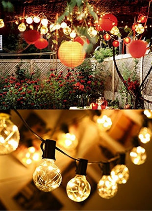 Lichterkette 8,7M mit 30 LED Lampen + 3 Geschenk, E12, Schwarzes Kabel, Warm Licht, für Außen