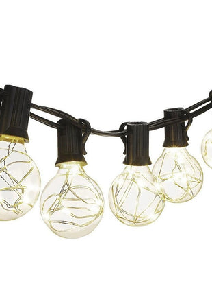 Lichterkette 8,7M mit 30 LED Lampen + 3 Geschenk, E12, Schwarzes Kabel, Warm Licht, für Außen