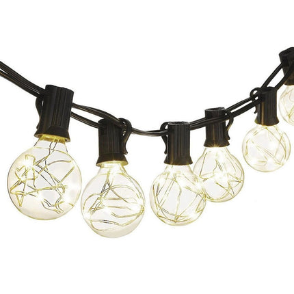 Lichterkette 8,7M mit 30 LED Lampen + 3 Geschenk, E12, Schwarzes Kabel, Warm Licht, für Außen