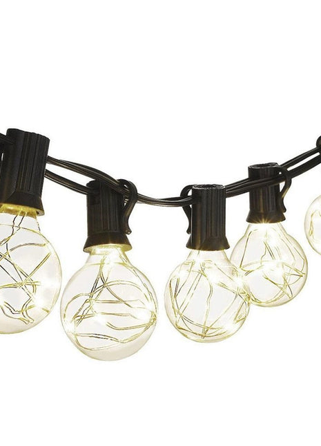 Lichterkette 8,7M mit 30 LED Lampen + 3 Geschenk, E12, Schwarzes Kabel, Warm Licht, für Außen