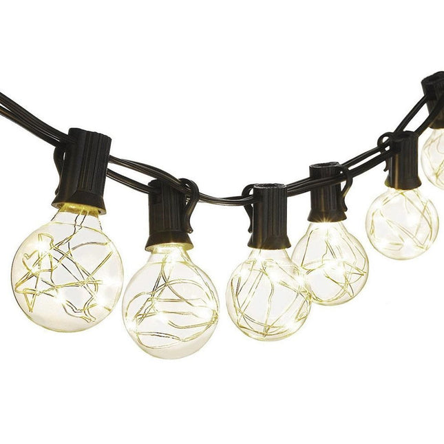 Lichterkette 8,7M mit 30 LED Lampen + 3 Geschenk, E12, Schwarzes Kabel, Warm Licht, für Außen