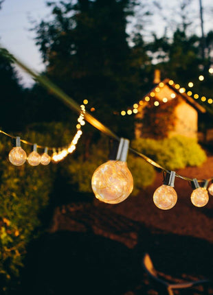 Lichterkette 8,7M mit 30 LED Lampen + 3 Geschenk, E12, Schwarzes Kabel, Warm Licht, für Außen