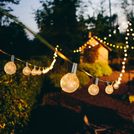 Lichterkette 8,7M mit 30 LED Lampen + 3 Geschenk, E12, Schwarzes Kabel, Warm Licht, für Außen