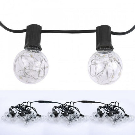 Lichterkette 8,7M mit 30 LED Lampen + 3 Geschenk, E12, Schwarzes Kabel, Warm Licht, für Außen