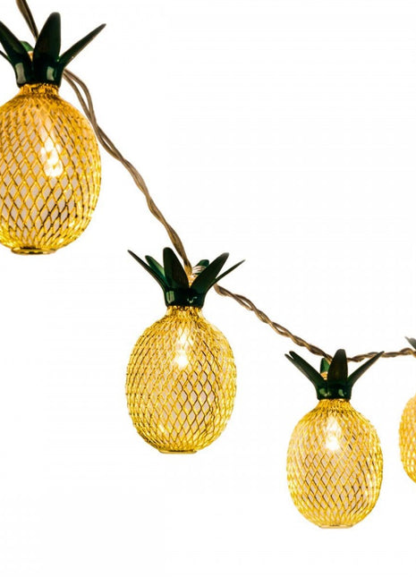Dekorative Lichterkette 4M mit 20 Golden Förmchen Ananas mit LEDs, Warm Licht, Batteriebetrieben