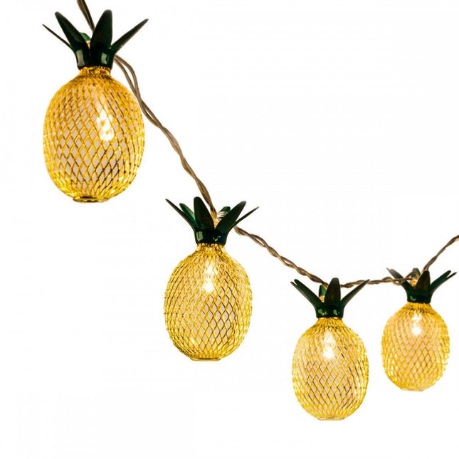 Dekorative Lichterkette 4M mit 20 Golden Förmchen Ananas mit LEDs, Warm Licht, Batteriebetrieben