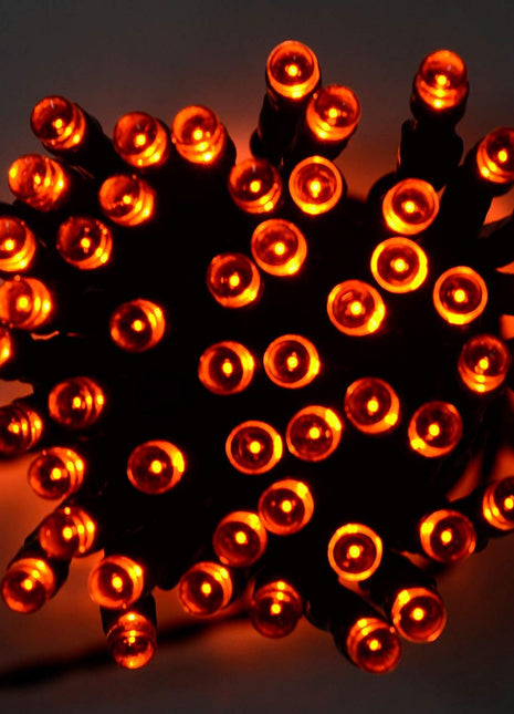 Grünes Lichterkette 20M mit 200 LEDs, Oranges Licht, Batterienbetrieb für Außen