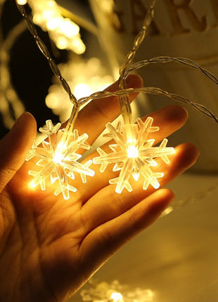 Dekorative Lichterkette 20M mit 200 Schneeflocken-LEDs, Warm Licht, Verbindbar 80M, Für Außen