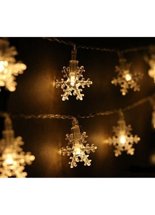 Dekorative Lichterkette 20M mit 200 Schneeflocken-LEDs, Warm Licht, Verbindbar 80M, Für Außen