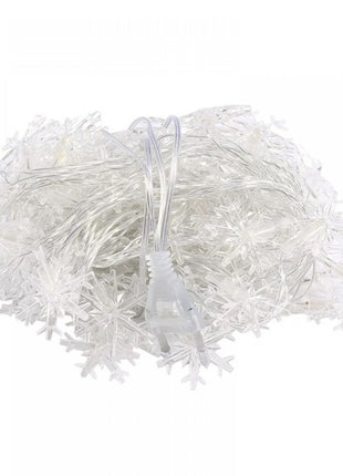 Dekorative Lichterkette 20M mit 200 Schneeflocken-LEDs, Warm Licht, Verbindbar 80M, Für Außen