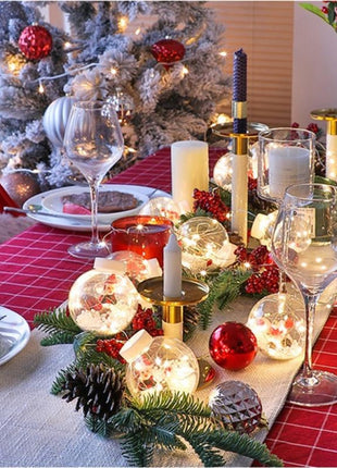 Lichtervorhang 3M mit 10 Kugel mit Weihnachtsmann, Silberkupfer Draht, Warm Licht, Batteriebetrieben