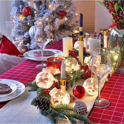 Lichtervorhang 3M mit 10 Kugel mit Weihnachtsmann, Silberkupfer Draht, Warm Licht, Batteriebetrieben