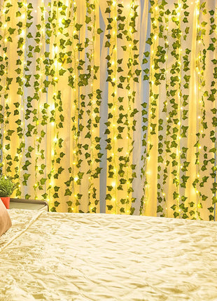 Lichtervorhang 3M x 2,1M Künstliche Efeugirlande mit 252 Mini-LEDs, mit USB und Batterien, für Außen
