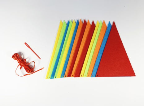 5M Wimpelkette mit 15 Stück mehrfarbige Stofffahnen, für Außen