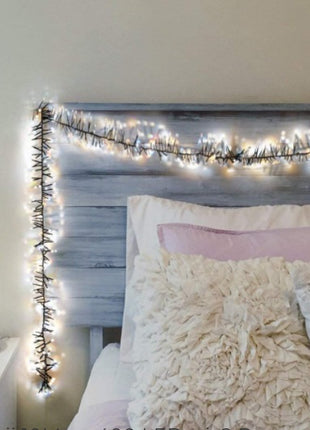 Lichterkette 10M mit 400 Kügelchen-LEDs, 8 Programmen, Schwarzes Kabel, Warm und Kalt Licht, Strombetrieb, für Außen