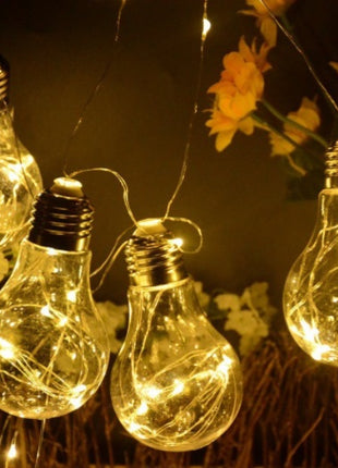 Lichterkette 5M mit 20 Globen mit Mini-LEDs, Durchsichtig Kabel, Warm Licht, Strombetrieb, für Außen