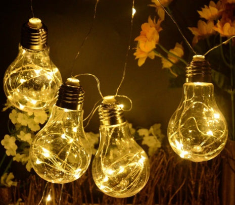 Lichterkette 5M mit 20 Globen mit Mini-LEDs, Durchsichtig Kabel, Warm Licht, Strombetrieb, für Außen