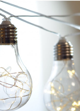 Lichterkette 5M mit 20 Globen mit Mini-LEDs, Durchsichtig Kabel, Warm Licht, Strombetrieb, für Außen