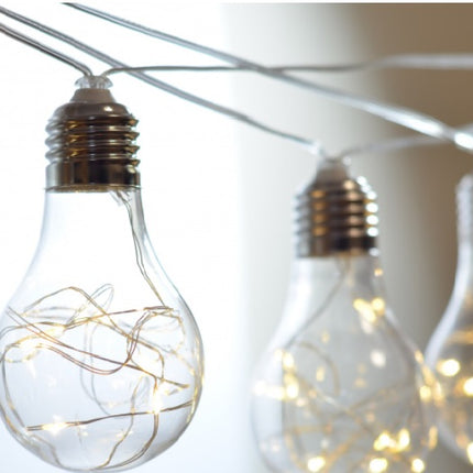 Lichterkette 5M mit 20 Globen mit Mini-LEDs, Durchsichtig Kabel, Warm Licht, Strombetrieb, für Außen