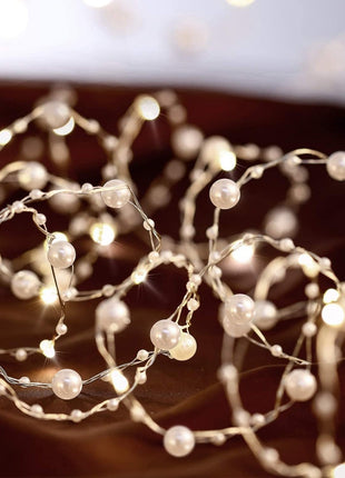 Lichtervorhang 2M × 2M mit 1200 Perlen und LEDs, 8 Programmen, Warm Licht, USB und Fernbedienung, Verbindbar 4M