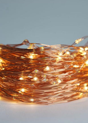 Kupfer Wasserfall Lichterkette 2M mit 300 Mini-LEDs mit Batterien und Fernbedienung, Warm Licht, für Außen