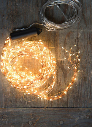 Kupfer Wasserfall Lichterkette 2M mit 300 Mini-LEDs mit Batterien und Fernbedienung, Warm Licht, für Außen