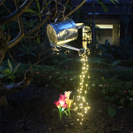 Solar Wasserfall Lichterkette 2M von Kupfer mit 300 Mini-LEDs, Warm Licht, für Außen