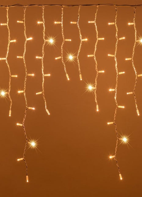 Eisregen Lichtervorhang 5,5M x 0,6M/ 0,8M/ 1M mit 360 LEDs, Weißes Kabel, 8 Programmen, Warm Licht, Verbindbar 22M, für Außen