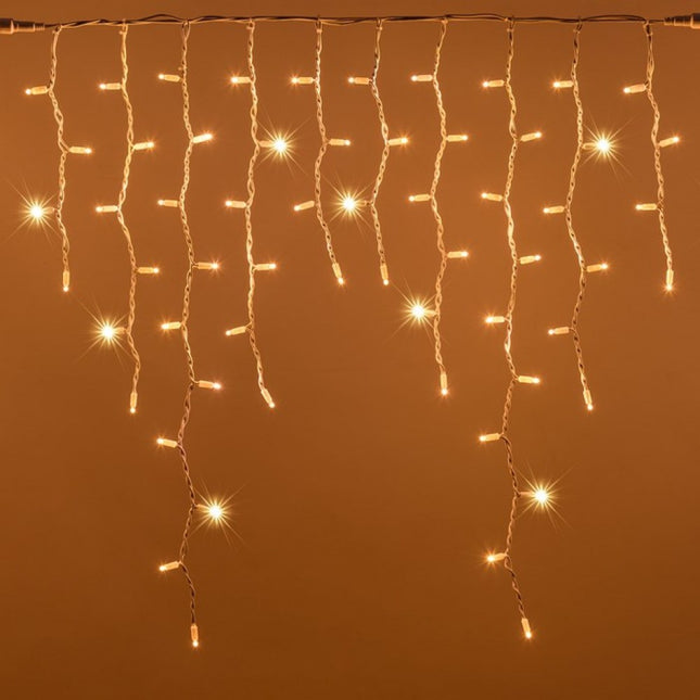 Eisregen Lichtervorhang 5,5M x 0,6M/ 0,8M/ 1M mit 360 LEDs, Weißes Kabel, 8 Programmen, Warm Licht, Verbindbar 22M, für Außen