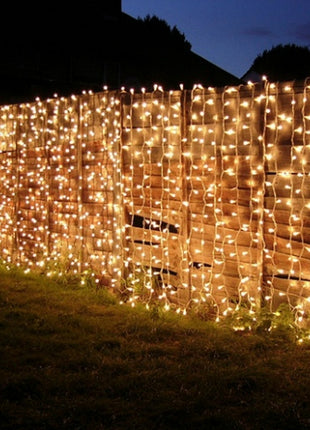 Lichtervorhang 3M × 5M mit 1500 Premium-LEDs, Schwarzes Kabel, Warm Licht, Verbindbar 18M, für Außen