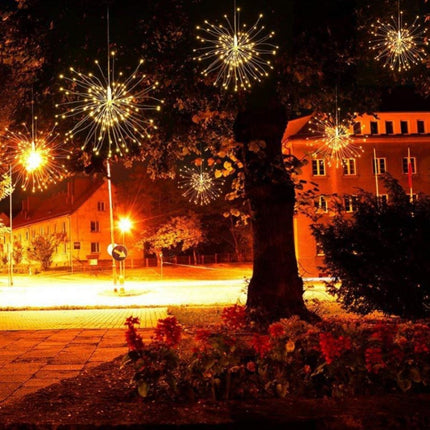 Lichterkette 3,3M mit 5 Feuerwerke, 500 LEDs, Silberdraht, Farbige Licht, Strombetrieben, für Außen