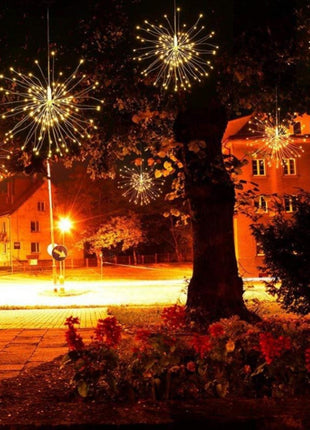 Silberdraht Lichterkette 3,3M mit 5 Feuerwerke, 500 LEDs, Warm Licht, Strombetrieb, für Außen