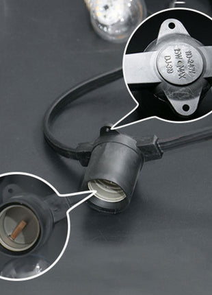 Kabel 100M mit 300 Fassungen E27 aus max. 15W, Schwarzes Kabel, für Außen