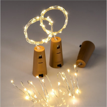 Flaschenlicht Korken mit Lichterkette 2M mit 20 Mini-LEDs, Warm Licht, mit Batterien enthalten