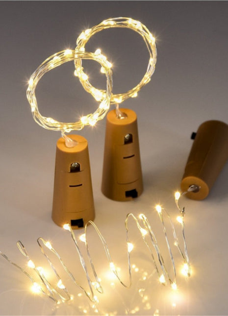 Flaschenlicht Korken mit Lichterkette 2M mit 20 Mini-LEDs, Warm Licht, mit Batterien enthalten
