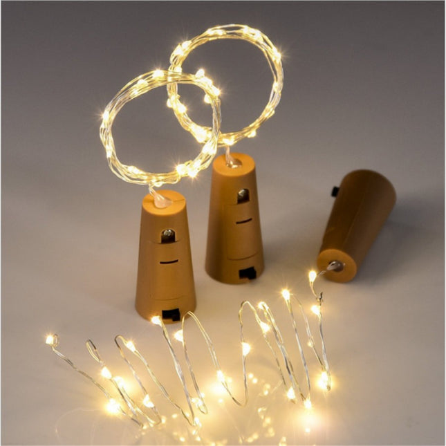 Flaschenlicht Korken mit Lichterkette 2M mit 20 Mini-LEDs, Warm Licht, mit Batterien enthalten
