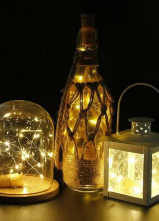 Flaschenlicht Korken mit Lichterkette 2M mit 20 Mini-LEDs, Warm Licht, mit Batterien enthalten