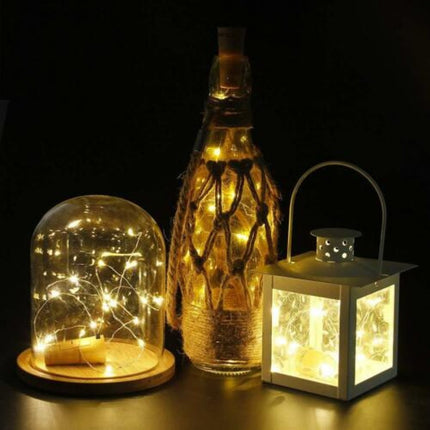 Flaschenlicht Korken mit Lichterkette 2M mit 20 Mini-LEDs, Warm Licht, mit Batterien enthalten
